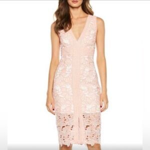 Bardot Blush Pink Lace Midi Dress